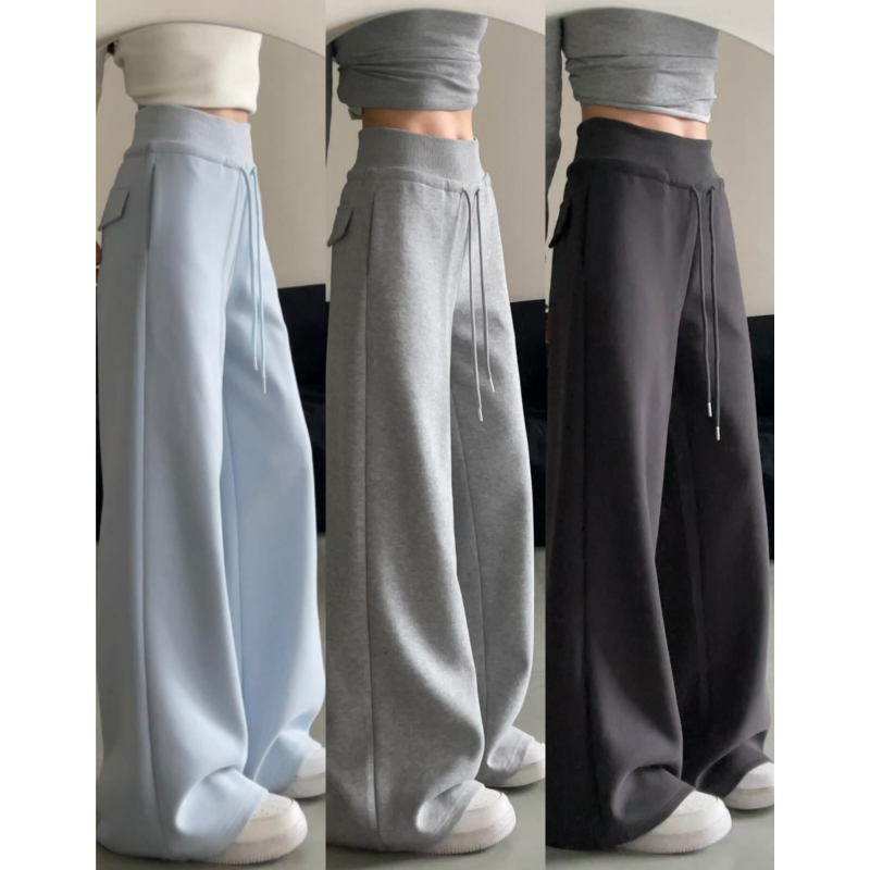 180高个子175加长美式运动裤女高腰卫裤宽松慵懒休闲阔腿裤拖地裤