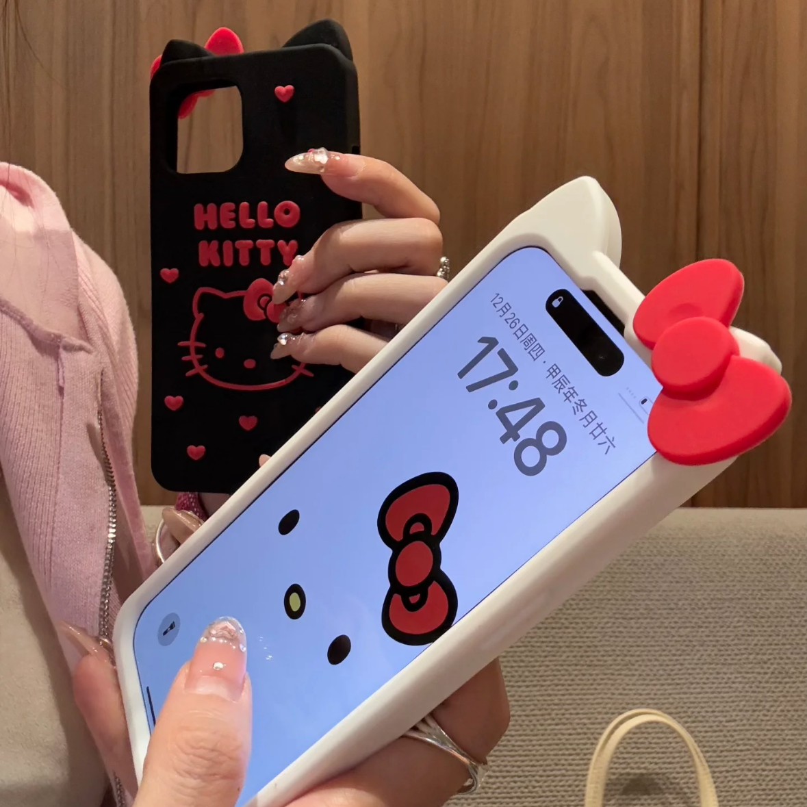 古早味爱心Kitty适用苹果16ProMax可爱15Pro硅胶14手机壳13防摔红