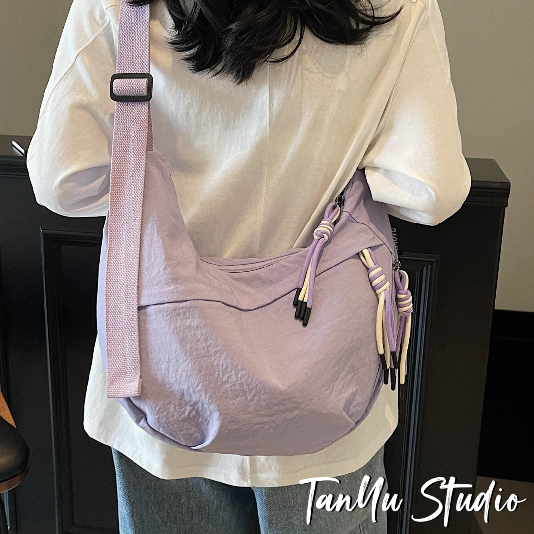 探屿尼龙饺子包斜挎包2025新款夏休闲单肩背包大容量运动轻便小包