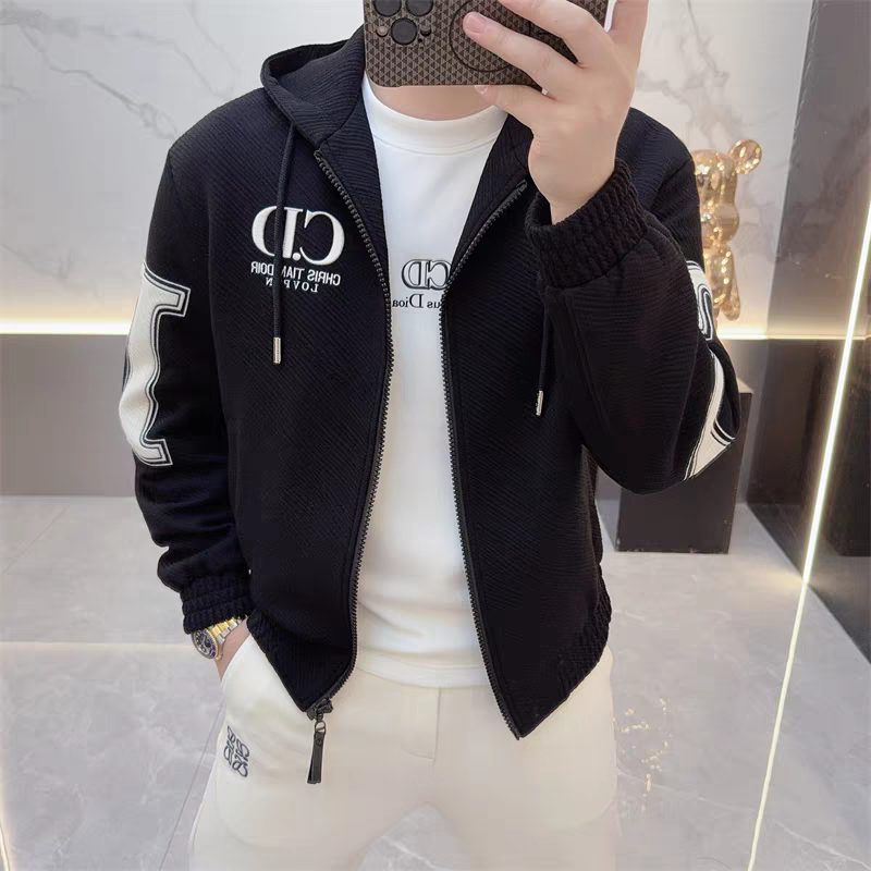 欧货秋冬新款时尚2025网红加棉连帽夹克修身帅气潮流短款休闲外套