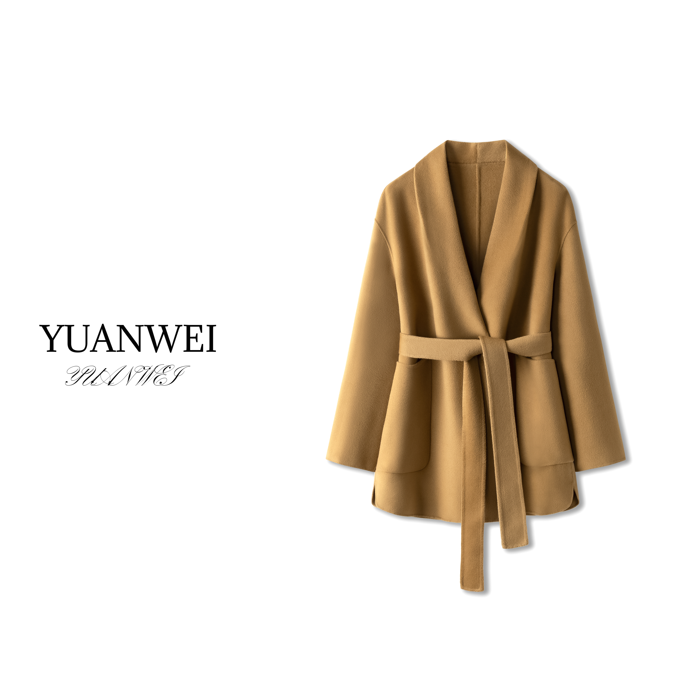 元苿【专柜同款】云褶短款大衣10%高端双面山羊绒大衣女秋冬高级感