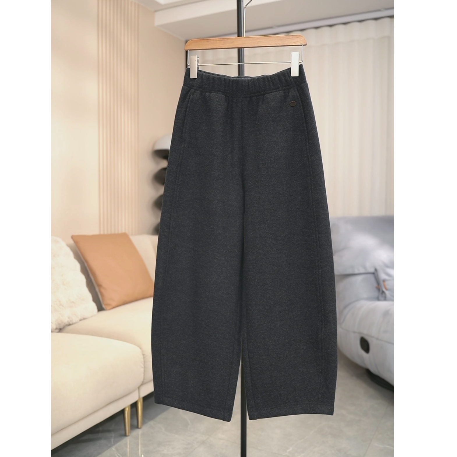 【蔓蔓家】羊毛休闲冬季新款宽松显瘦加厚加绒弯刀裤女款九分裤