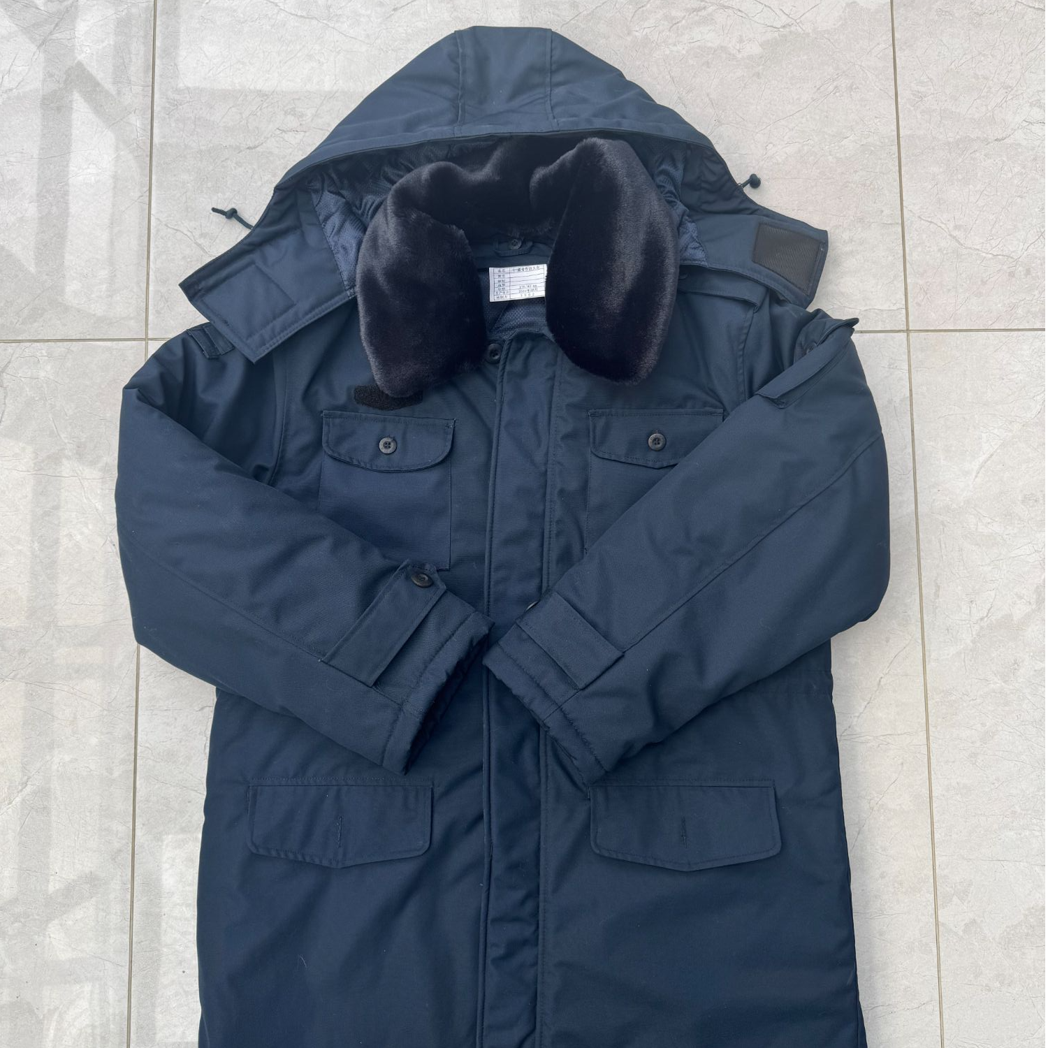 冬季男士棉大衣户外中长款防寒保暖加厚藏青大衣