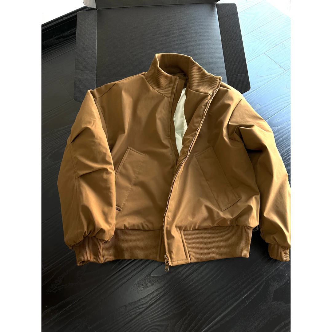 bomber飞行夹克棉服男冬季美式短款cleanfit外套廓形立领加厚棉衣