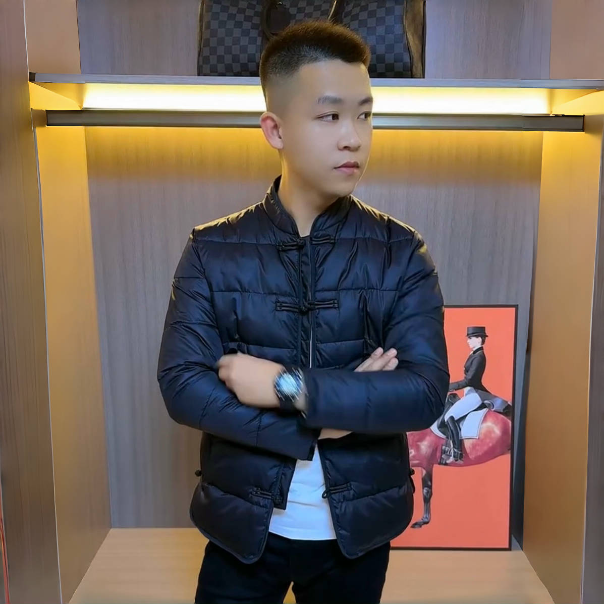 冬季新品时尚简约唐装棉衣男士个性潮流棉外套休闲高品质小众棉袄