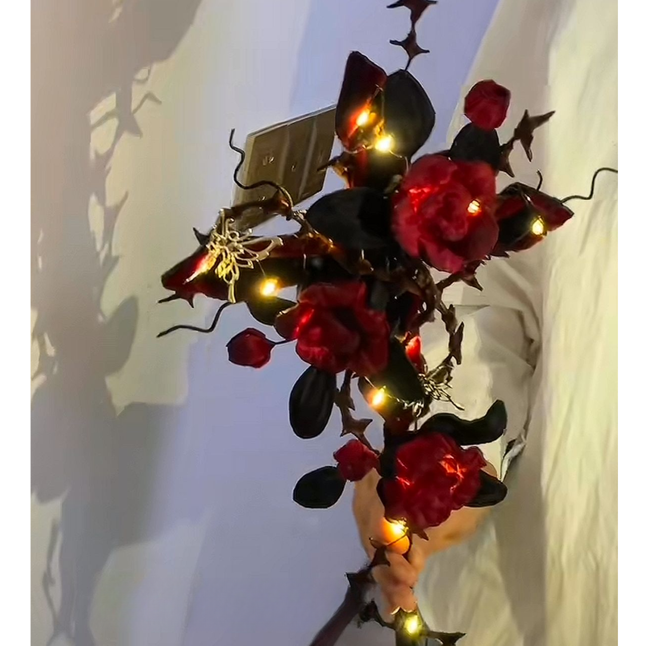 万圣节荆棘玫瑰手持棒发光氛围感cos暗黑蝴蝶玫瑰扭扭棒材料包