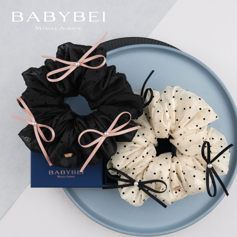 BABYBEI/初贝点点高亮珠大肠发圈蝴蝶结三珠优雅甜美气质百搭时尚