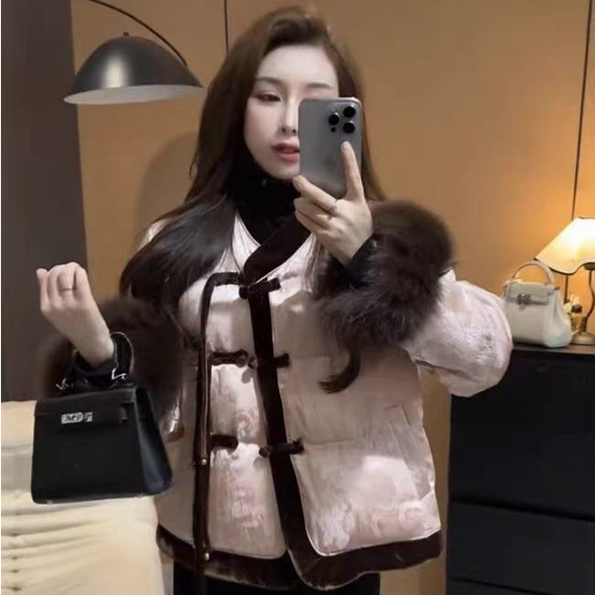 冬季新中式国风加厚外套流苏气质设计师时尚复古盘扣上衣