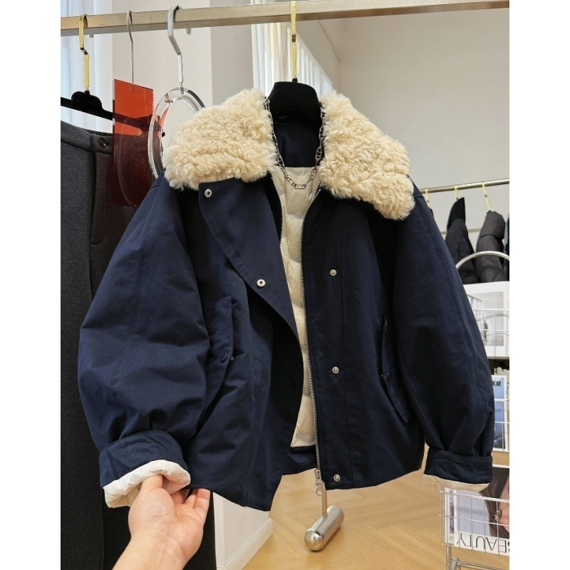 韩系高级感毛领短款夹棉外套女冬季巨好看的工装休闲保暖夹克外套