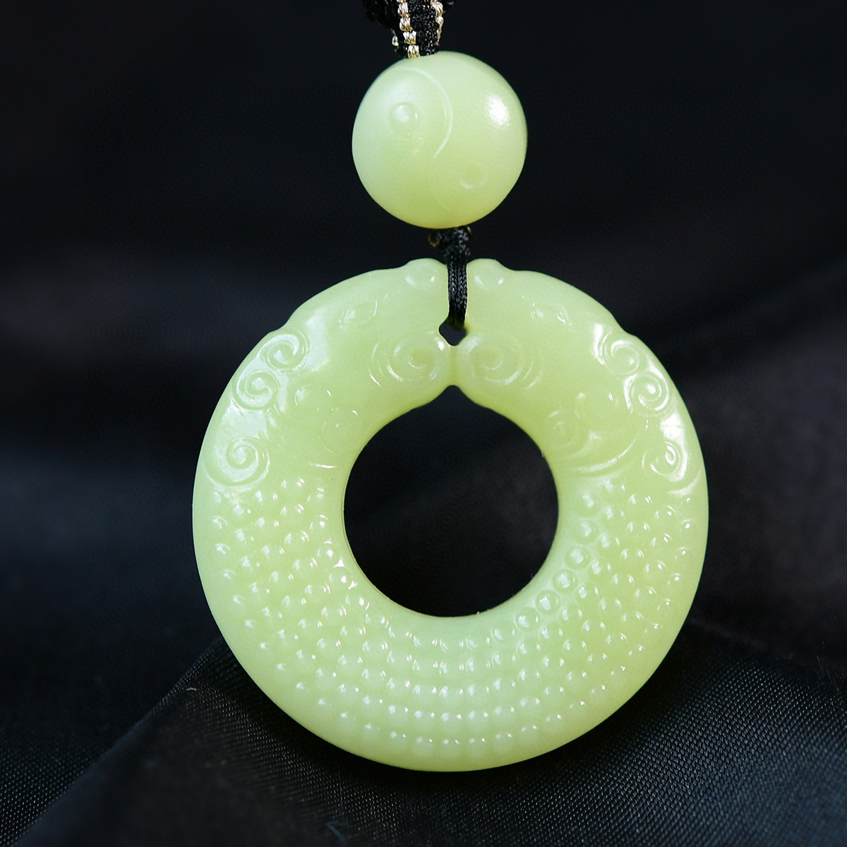 天然和田玉黄口料双龙护主吊坠男女款玉石项链挂件生肖龙玉坠玉佩