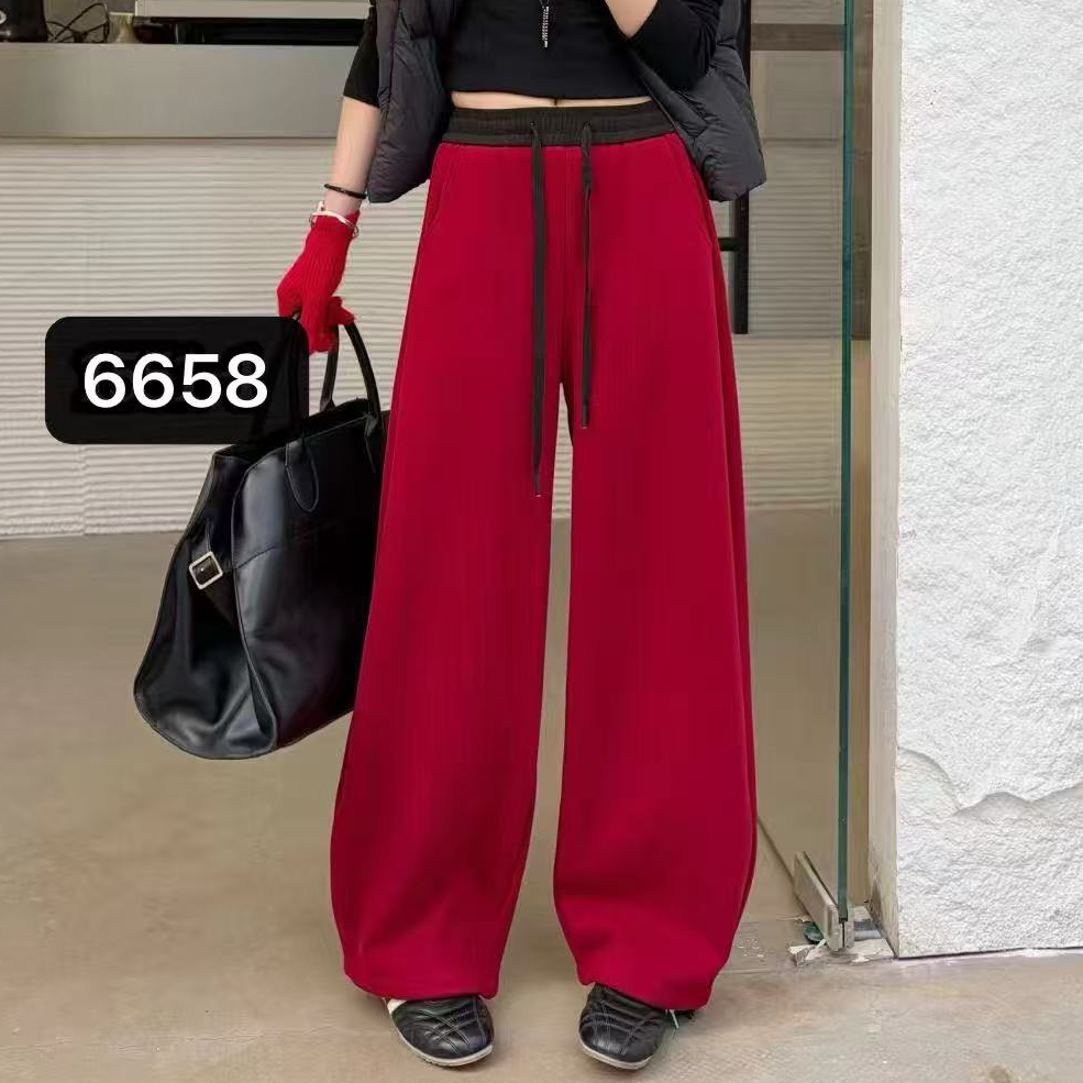 小施家欧版时尚设计松紧腰薄绒高端休闲裤6658