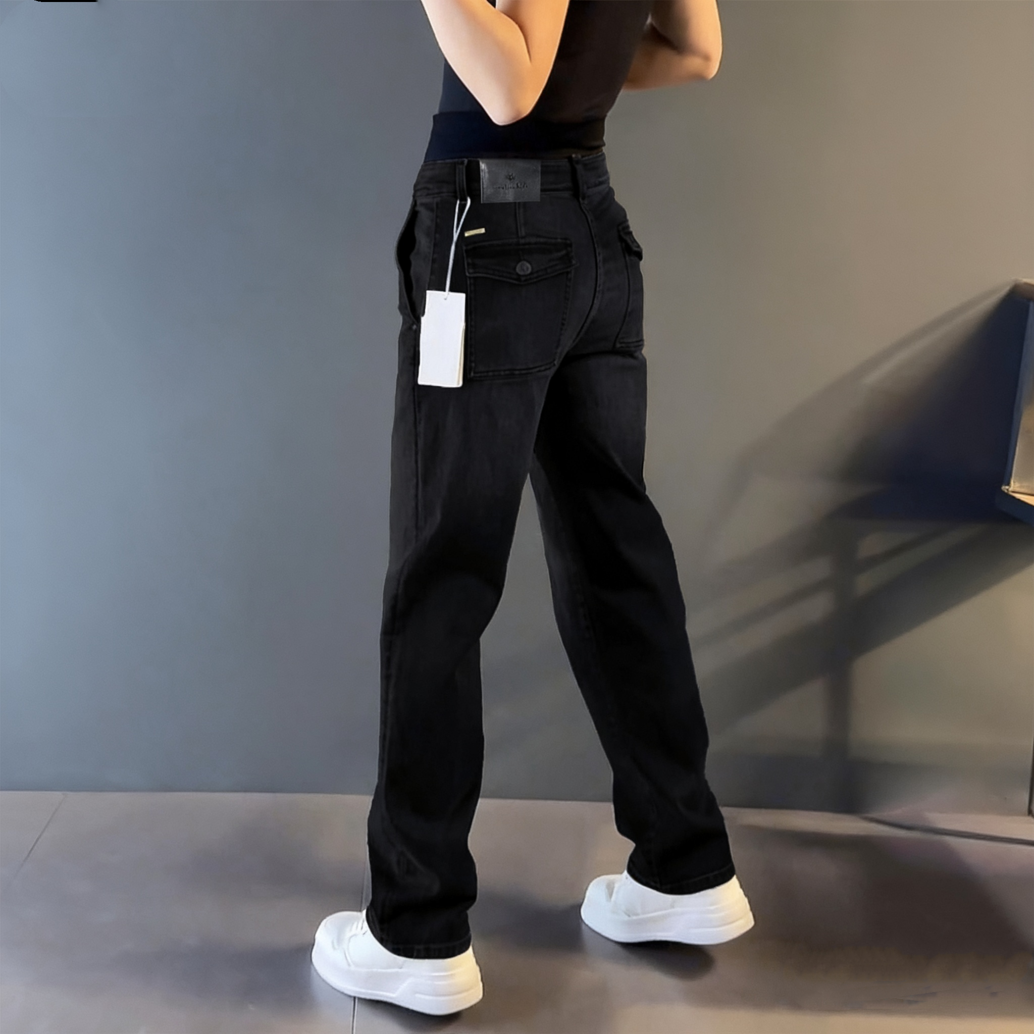 男士2025新款大码宽松百搭时尚秋冬休闲复古做旧中腰直筒牛仔裤潮