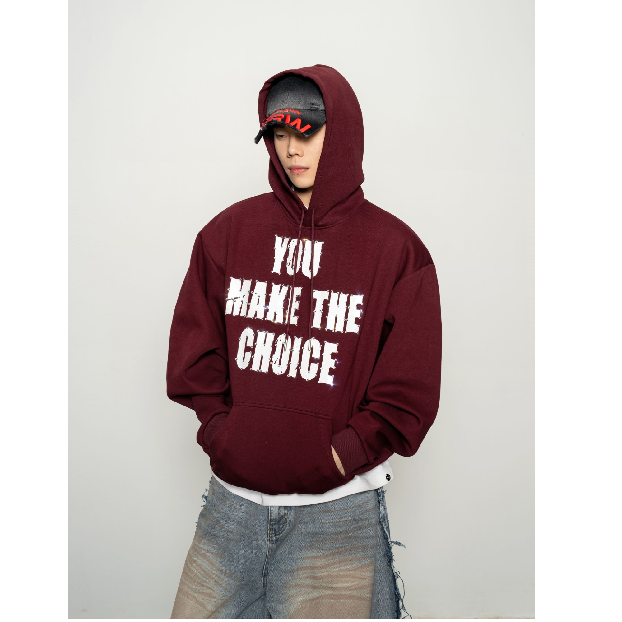 DBW Doublewin日落繁星2.0 字母烫钻亮闪空气层连帽重磅卫衣1408