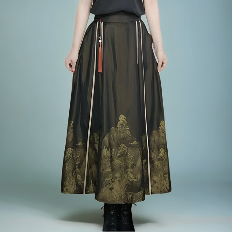 杭州重磅花萝缎汉元素明制赫本 A字马面裙2025秋季新款原创正品