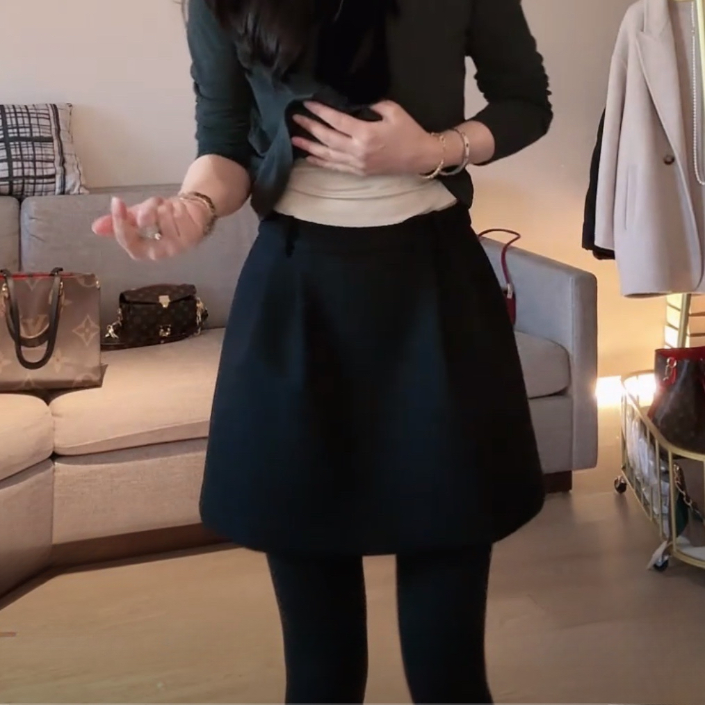 高定褶皱显瘦花苞A字半身裙秋冬2025新款时尚百搭高腰毛呢短裙子