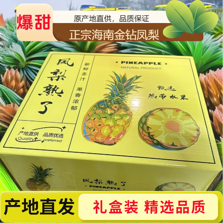 【精品礼盒装】正宗海南金钻凤梨新鲜现摘应季水果孕妇手撕无眼菠萝