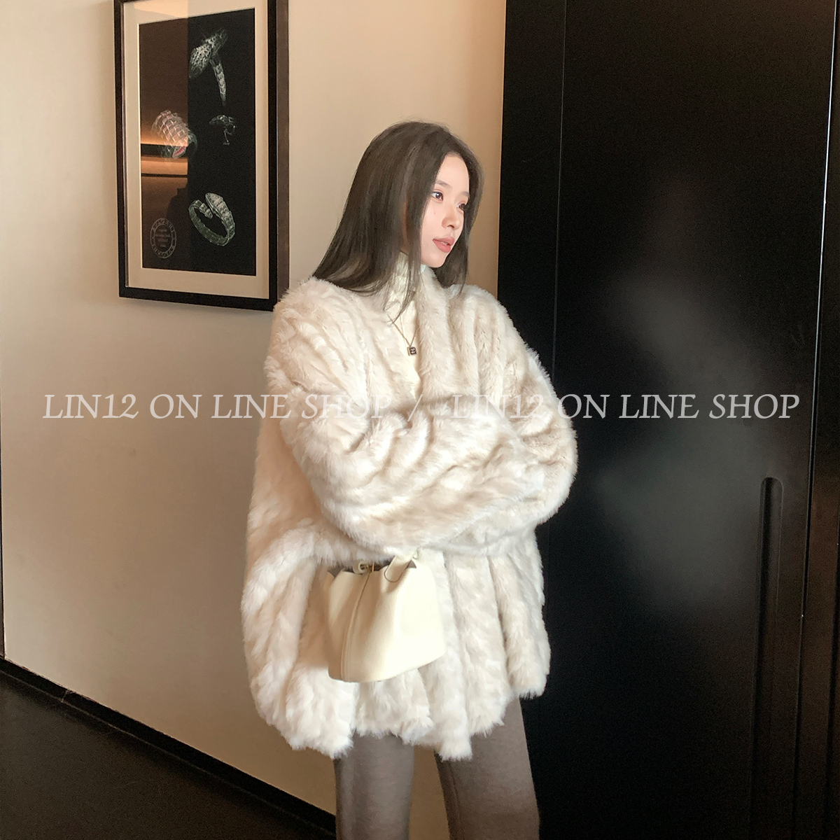 人造皮草 韩版ins水貂绒冬季保暖加厚小众皮毛一体宽松慵懒风外套