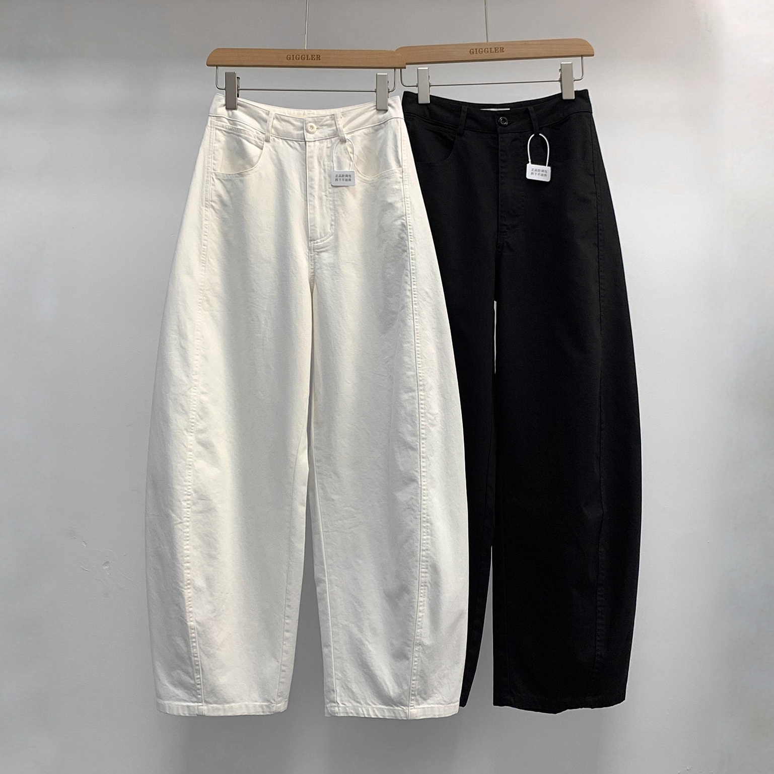 高级白色弯刀休闲裤女2025秋季新款高腰显瘦百搭宽松香蕉镰刀裤子