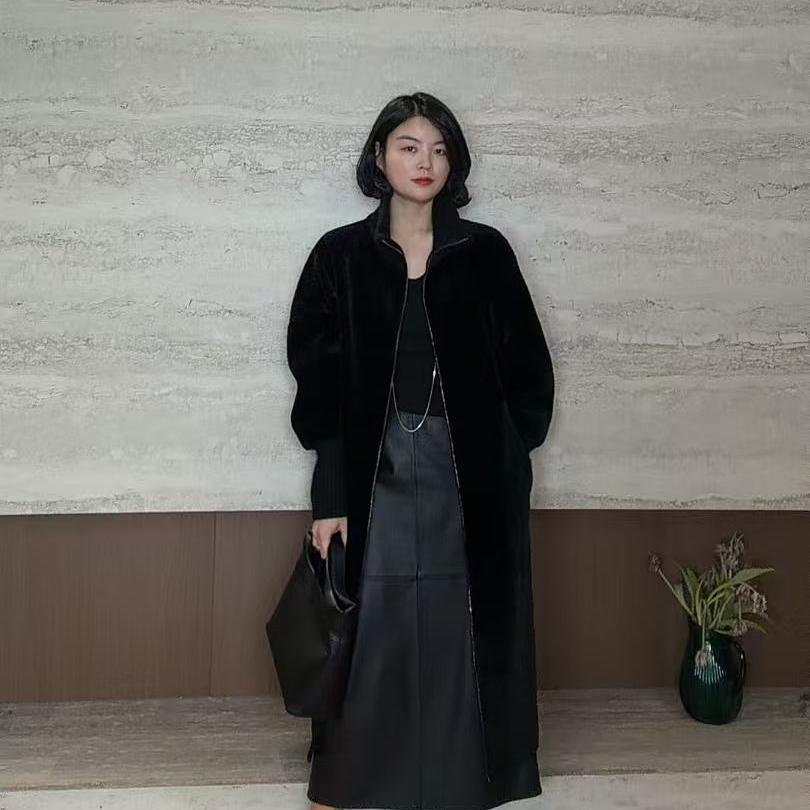 TANTAN 中长款立领高级设计师款毛呢外套3439