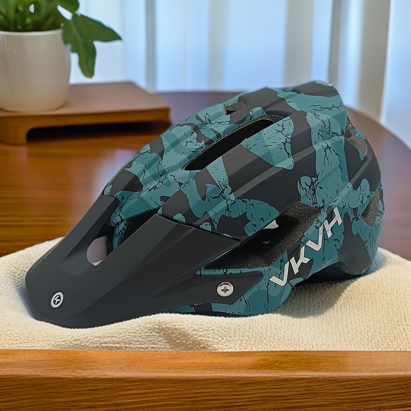 VKVH儿童青少年头盔越野一体成型半盔山地速降自行车骑行头盔防摔