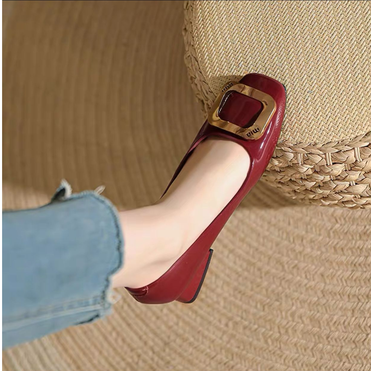 2025春季时尚休闲舒适浅口方头低跟百搭小单鞋7868