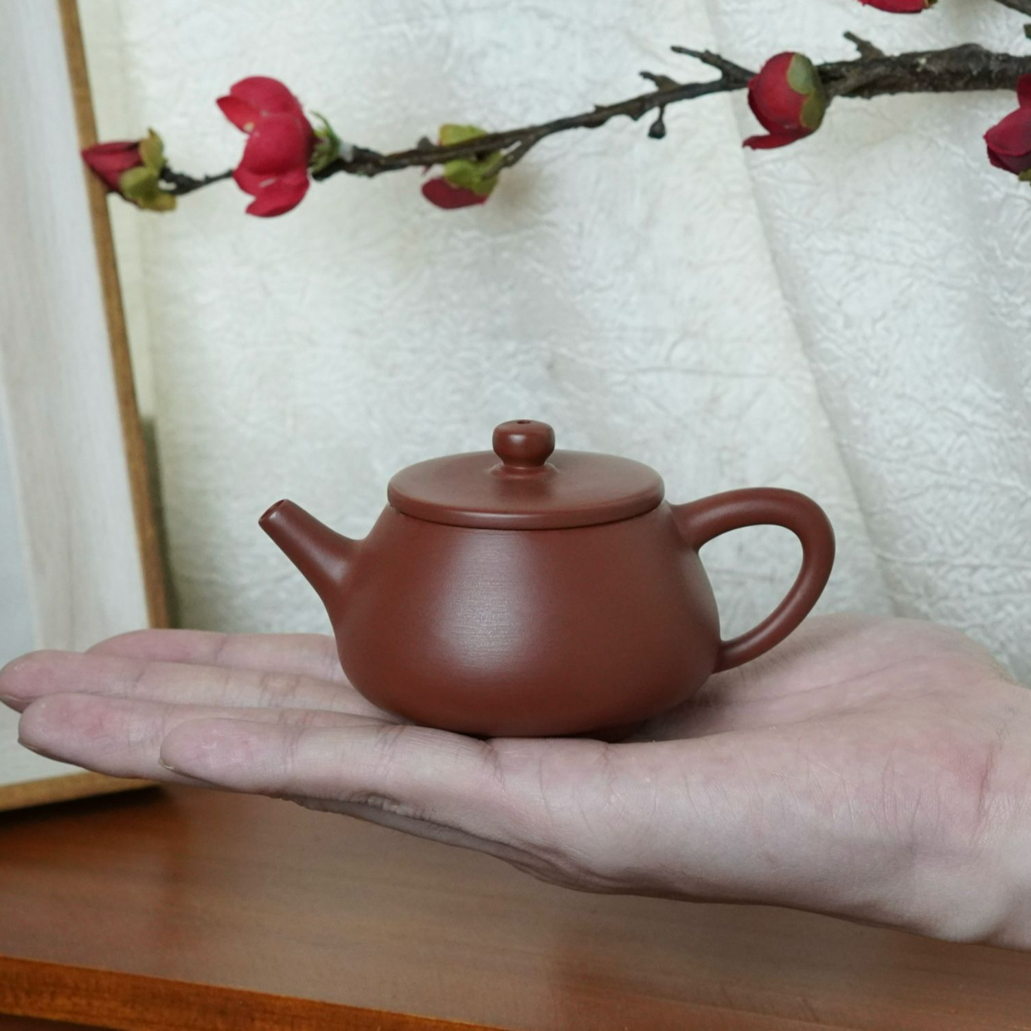 潮州朱泥石瓢壶手拉壶小容量功夫全手工茶壶手制家用纯手工
