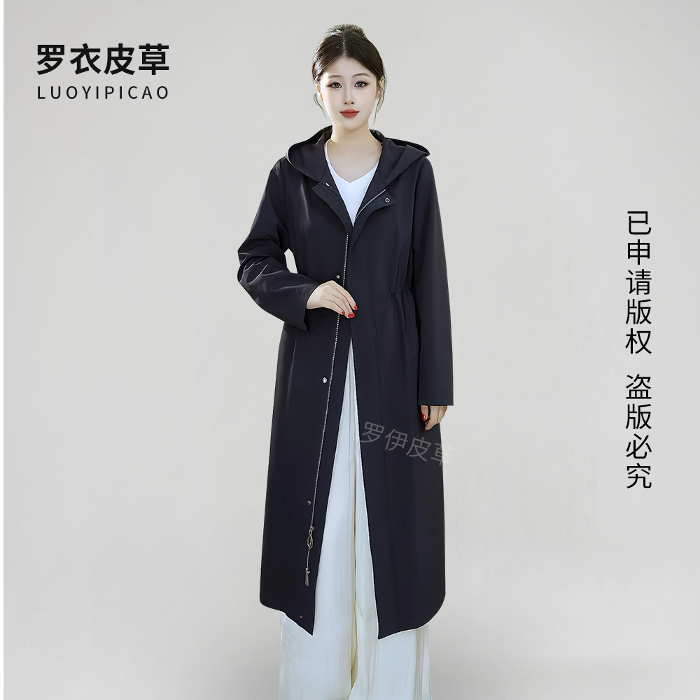 [墨香阁]新款女士尼克服通用风衣外壳休时尚闲气质派克服外套女