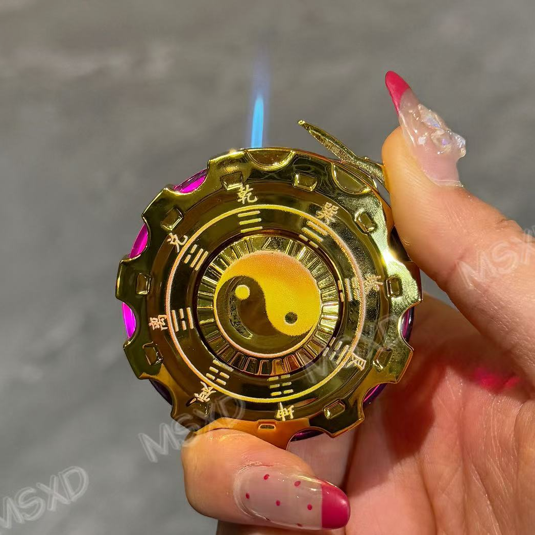 网红创意指尖陀螺防风打火机七彩闪光发光潮玩麻将炫酷奇葩打火机