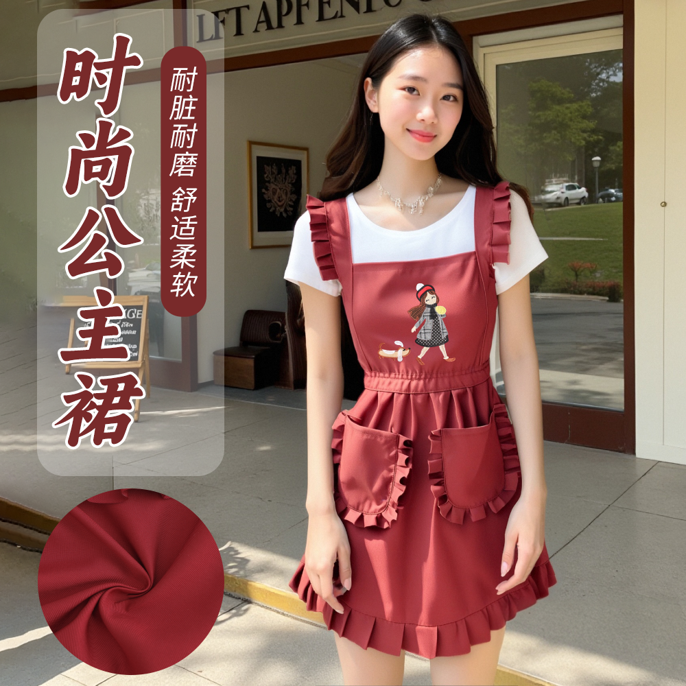 无袖防污透气围裙家用厨房做饭工作服可定制印字罩衣女款上班围腰