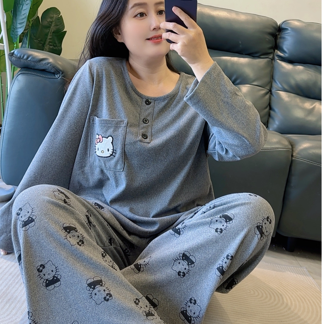冬季德绒胖MM大码睡衣女套装260斤穿休闲卡通保暖加肥加大家居服