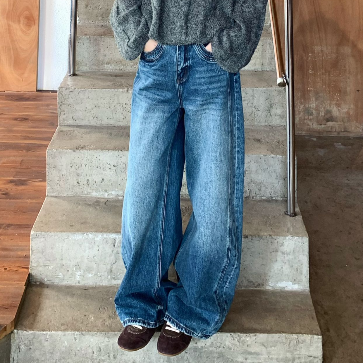 SUNCC自制 大王裤 原创高级气质显瘦百搭神裤复古休闲加厚牛仔裤