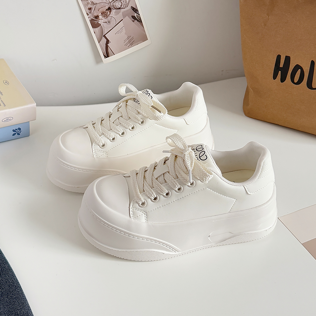 6-7厘米厚底鞋小个子鞋子女款增高鞋两穿厚底松糕鞋秋冬季小白鞋