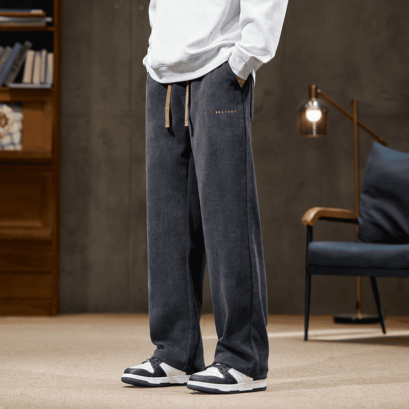 仓石一树重磅博奥绒卫裤男士2025秋冬新款加绒加厚宽松直筒休闲裤