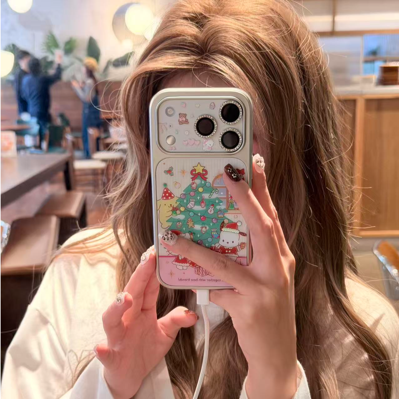 圣诞树kt帕恰狗布丁狗银边彩金适用苹果17promax/iPhone16/手机壳