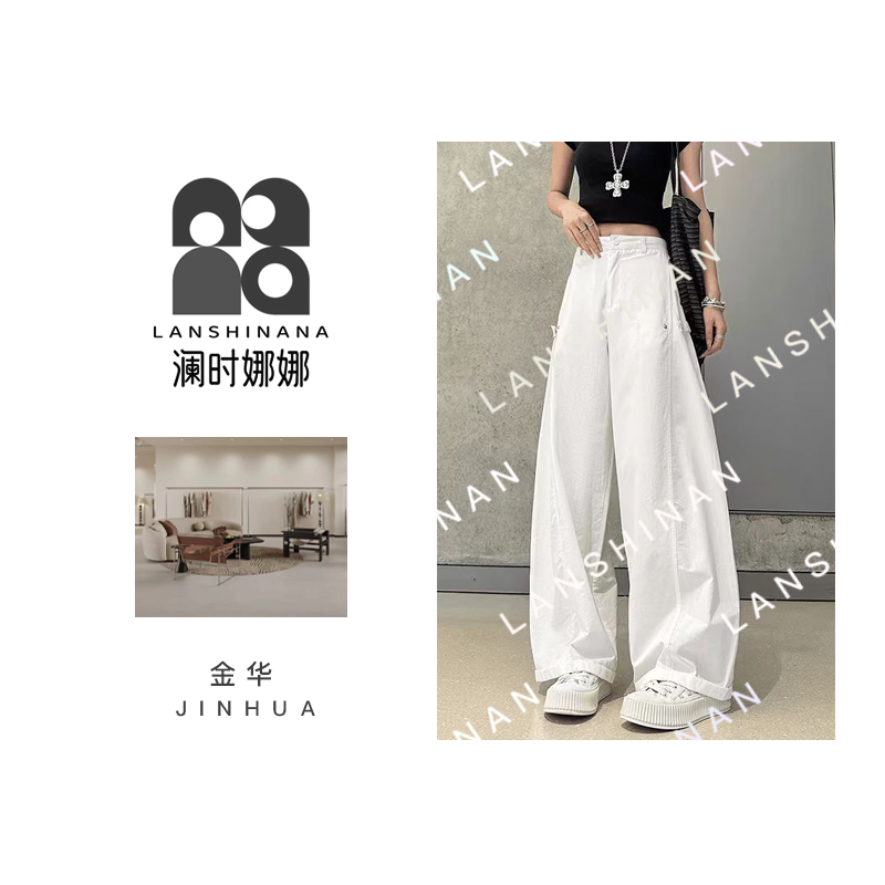 秋季上新！钛金棉美式直筒休闲裤柳丁设计感显瘦弯刀工装裤