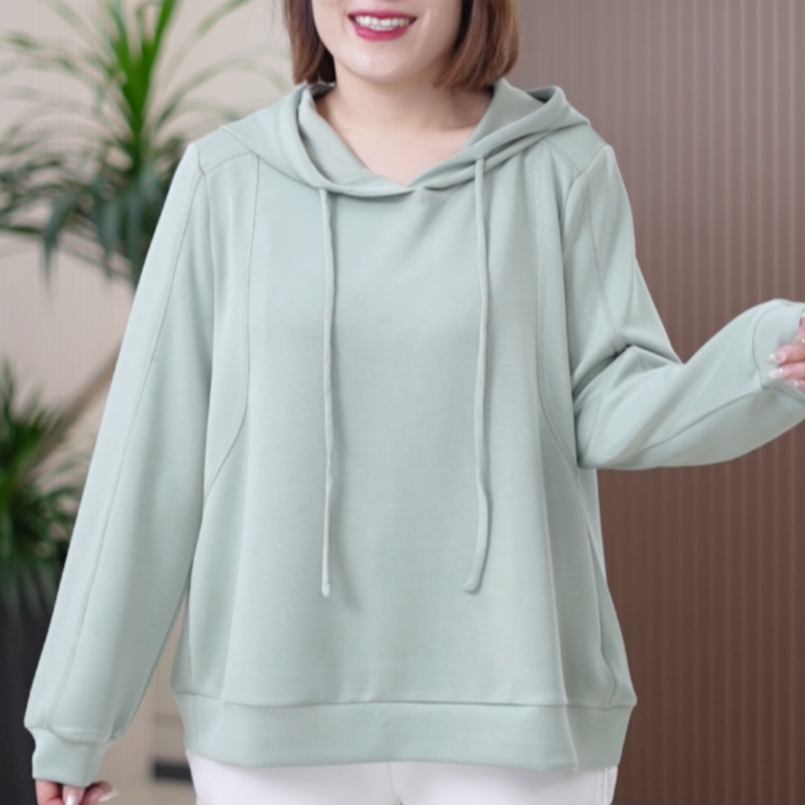 莫代尔连帽卫衣明线修容显瘦软糯亲肤大码高弹力韩版秋季上衣女潮