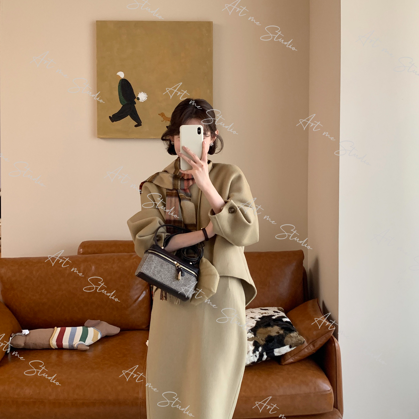 【ART ME】100绵羊毛美拉德哑光肌理通勤感两色上衣短裙半裙w24576