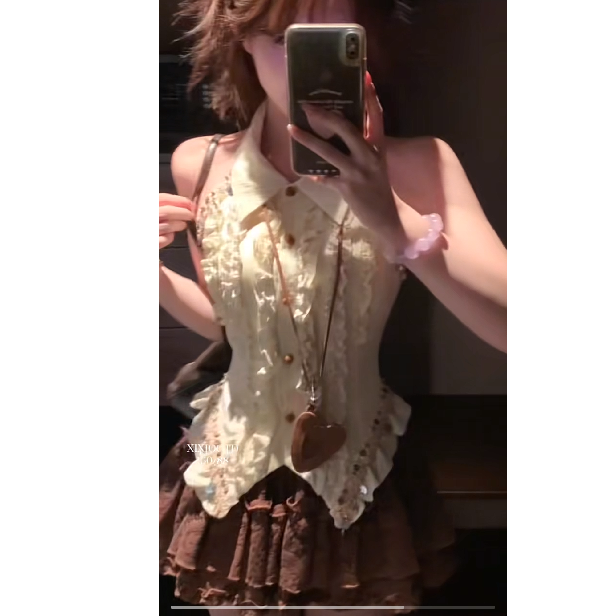 溪溪靓衫 沙漠玫瑰 夏季波西米亚风显瘦小众上衣半裙套装女