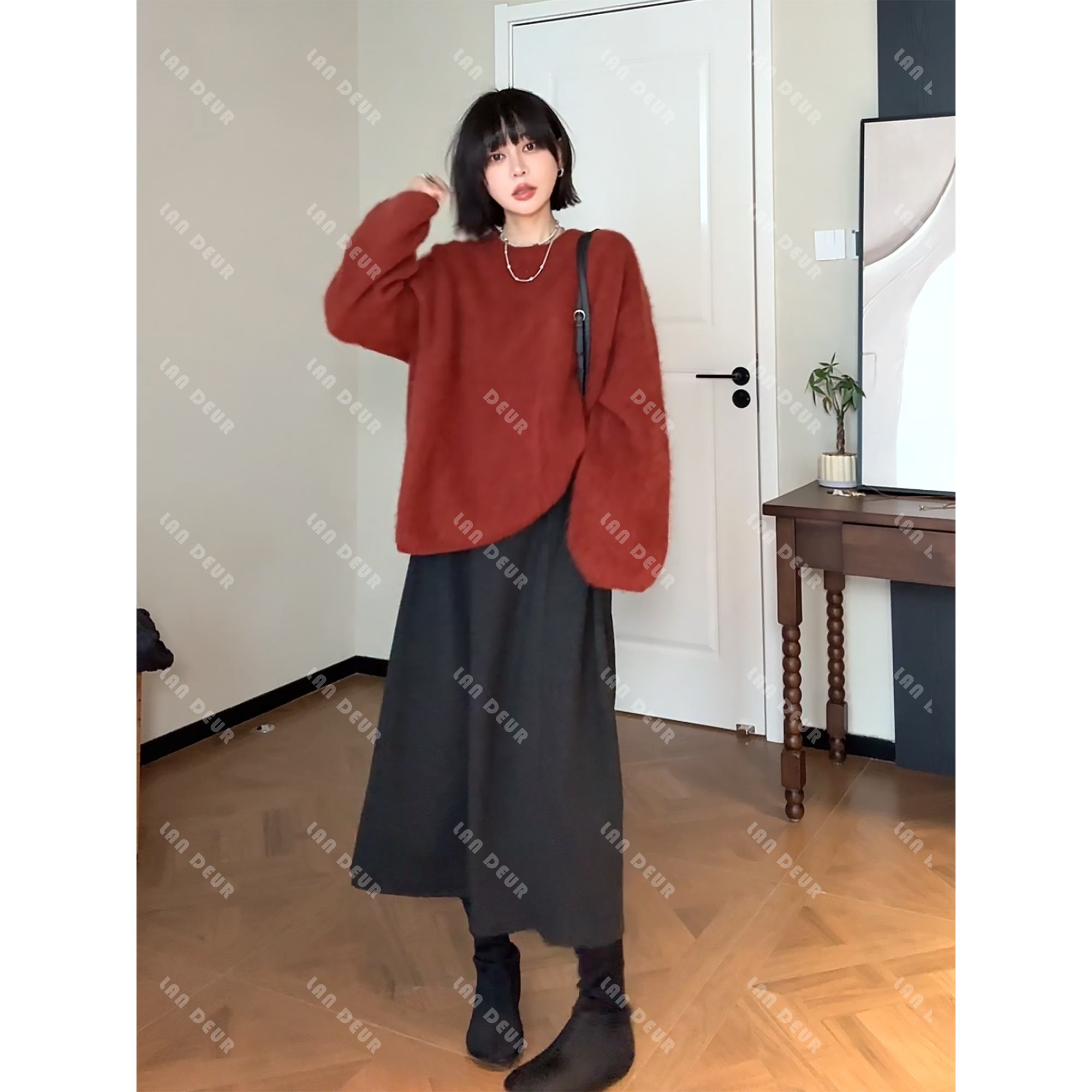 JIUJIU【雪夜情书】羊毛+山羊绒拉毛气质简约软糯圆领糖果色毛针织