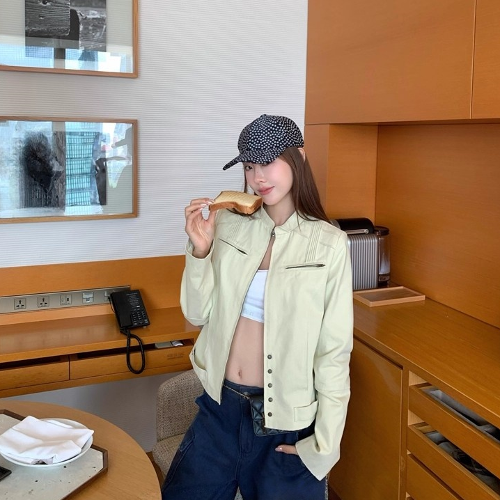 独家 天赋夹克100棉小众设计感新款百搭休闲立领工装夹克皮衣外套