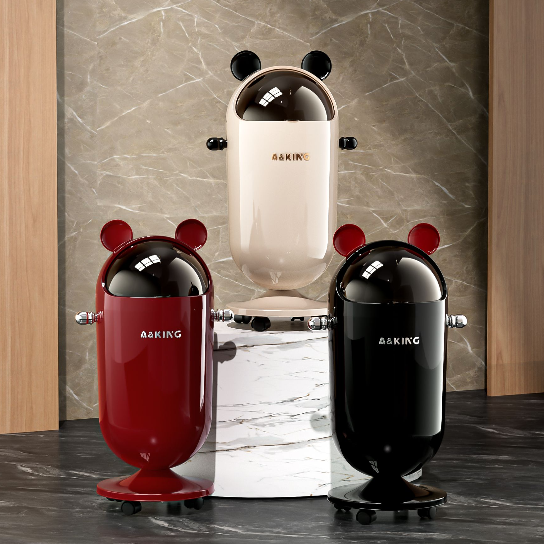 轻奢翻盖垃圾桶免弯腰2025新款家用大容量收纳桶可移动蛋形摇盖桶