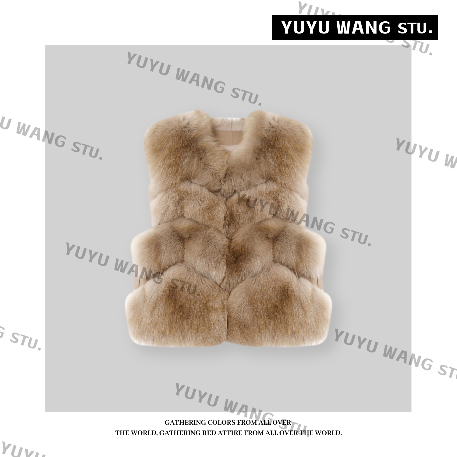 YUYU WANG【香氛咖】气质狐狸毛马甲时尚显瘦皮草背心高级感百搭