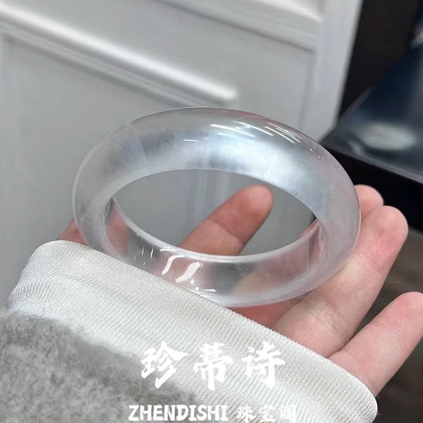 高冰白月光手镯冰透玛瑙手镯荔枝冻玉髓手镯马料高级送女友礼物