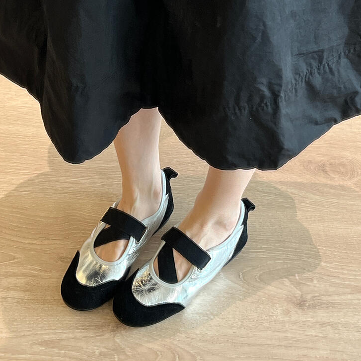 羊皮版~春夏秋季新款浅口休闲单鞋女百搭松紧带真皮平底德训鞋