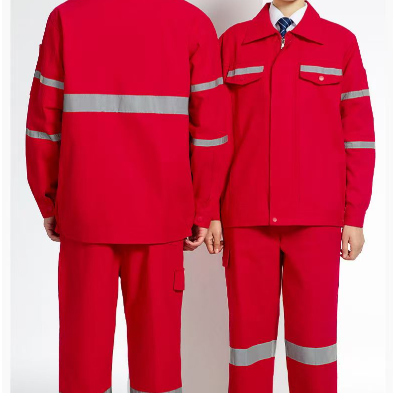 耐磨套装工作船厂井下中海油车间红色长袖焊工防烫加厚男装服纯棉
