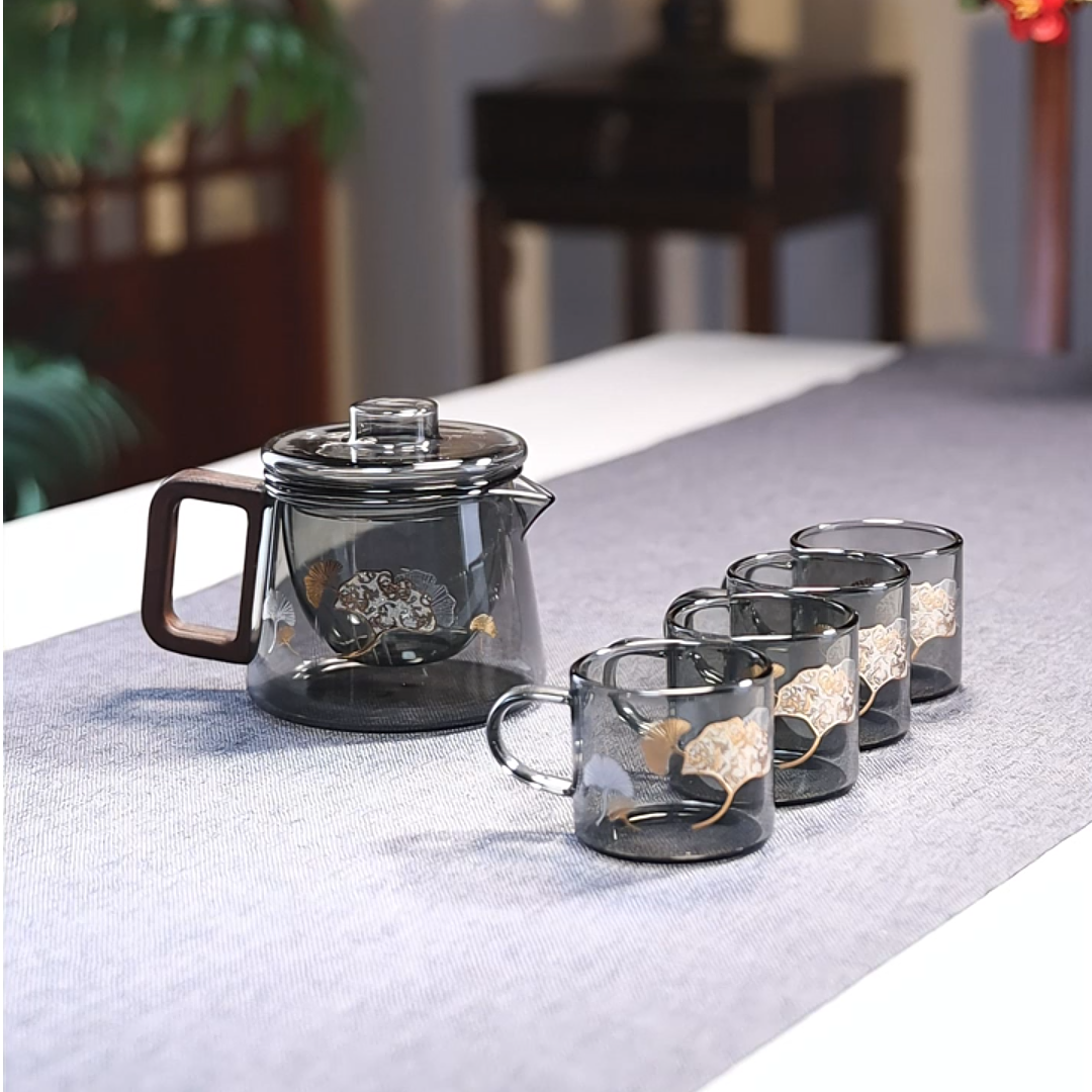 耐热玻璃防烫木把泡茶壶茶具茶水分离沏茶壶家用办公功夫茶具茶杯