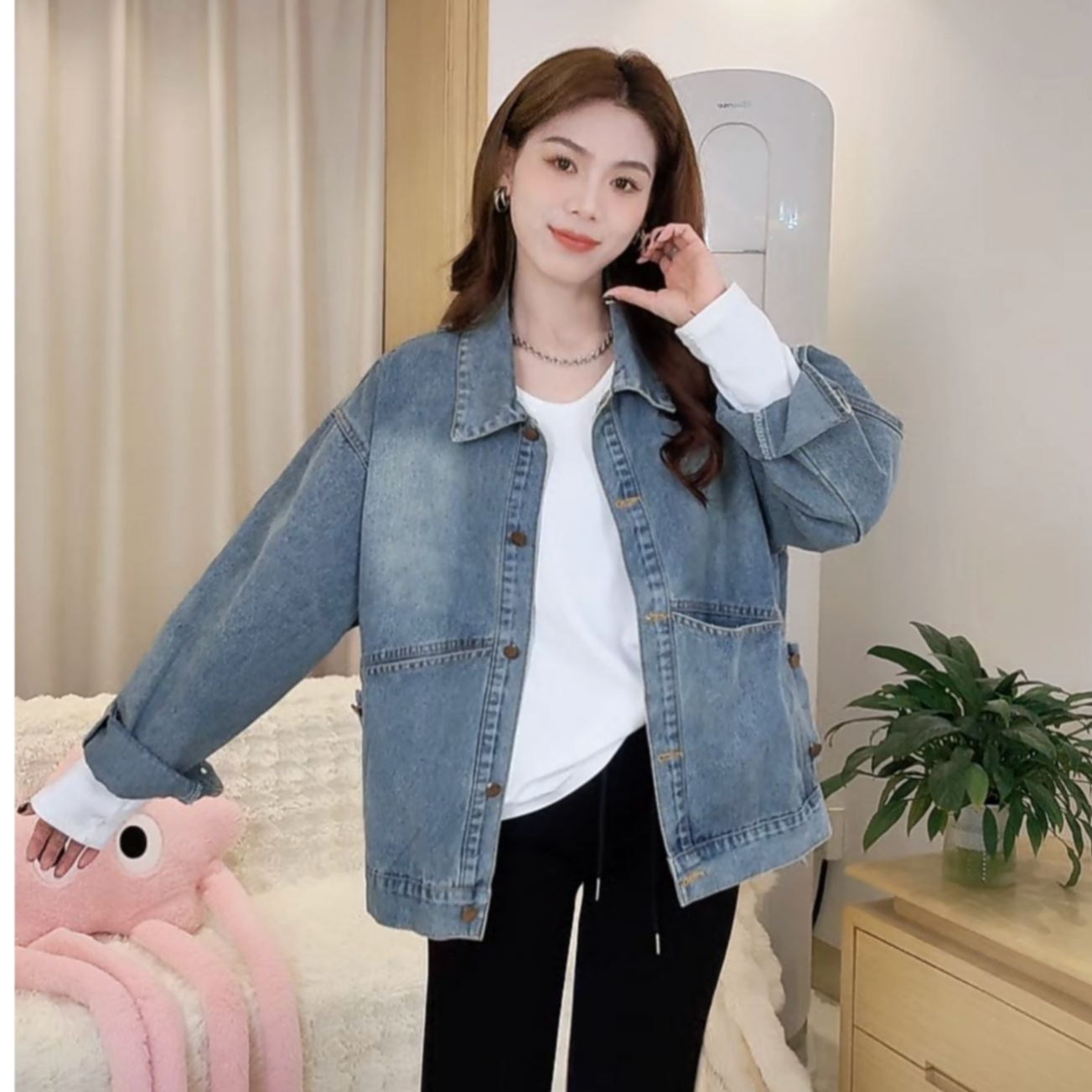 2025新款复古牛仔外套女韩版慵懒风宽松休闲时尚百搭夹克上衣6386