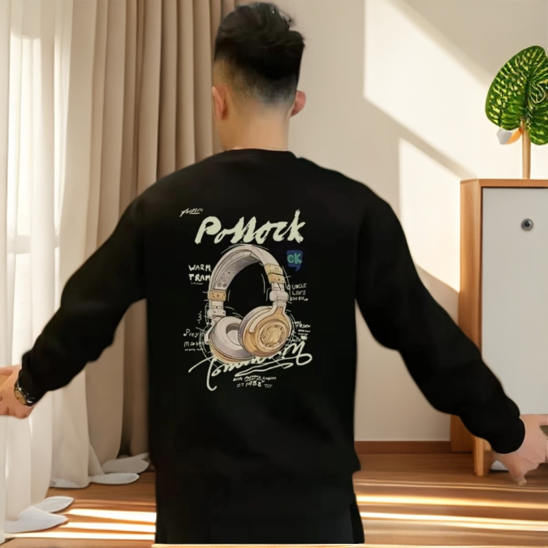 啄木鸟卫衣t恤长袖男士圆领男装套头春秋季新款纯色上衣休闲时尚