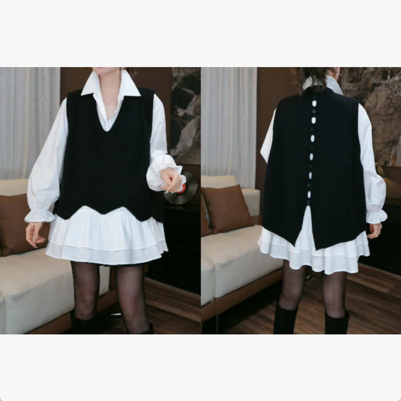 【鑫蕾】新款马甲气质韩版宽松设计波浪百搭针织马甲9229