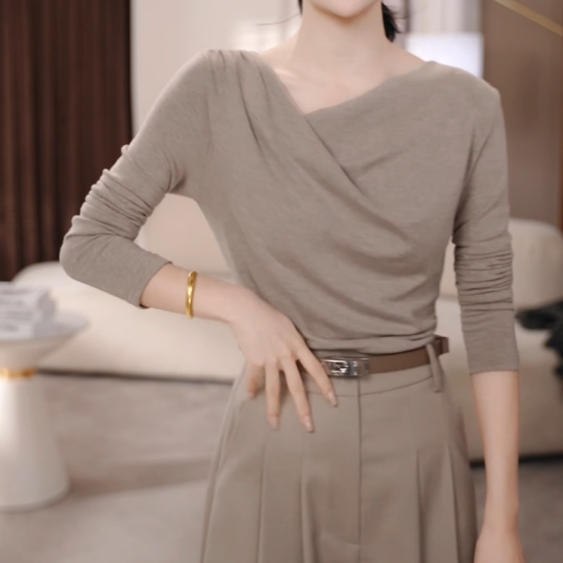 2025早秋韩系显瘦打底衫上衣设计感长袖T恤LK2505730